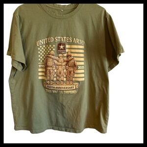 US Army 250th Anniversary Olive Green Graphic T Shirt XL